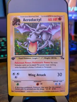 Pokemon TCG Aerodactyl Fossil Holo Rare Card 1/62 First Edition - Image 3