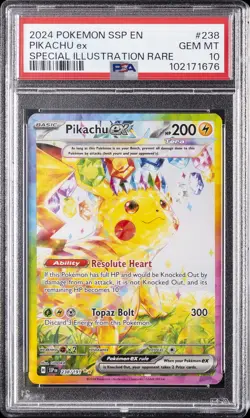 2024 POKEMON SSP EN-SURGING SPARKS SPECIAL ILLUSTRATION RARE PIKACHU EX PSA 10 - Image 1