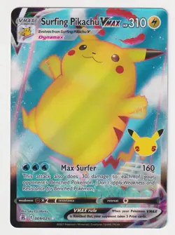 Surfing Pikachu VMAX 009/025 Celebrations Pokemon TCG Holo LP - Image 1