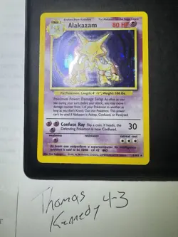 Pokemon TCG Alakazam Base Set Unlimited Holo Rare Card #1/102 LP/MP - Image 1