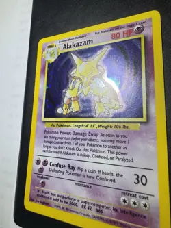 Pokemon TCG Alakazam Base Set Unlimited Holo Rare Card #1/102 LP/MP - Image 2