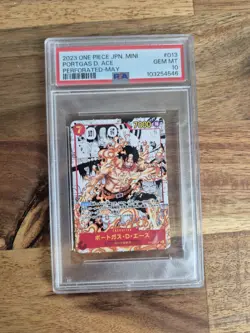 PSA 10 GEM Mint Ace OP02-013 Mini Manga Alt Art Japanese One Piece Card Low Pop - Image 1