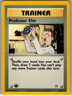 Professor Elm 096/111 1st Edition Non Holo Neo Genesis - Pokemon Card - NM - Image 1