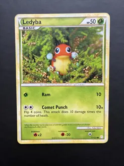 Pokemon TCG Ledyba Heartgold Soulsilver Card 71/123 LP - Image 1