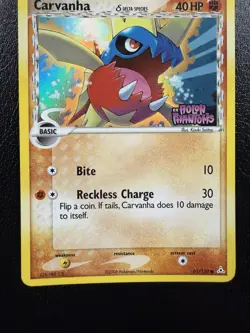 Carvanha (Delta Species) 61/110 Holon Phantoms Reverse Holo Stamped Pokemon LP - Image 3