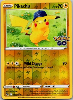 Pikachu 028/078 Holo Rare Pokemon GO Pokemon Reverse Holo Near Mint - Image 1