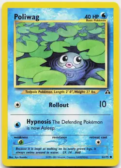 Poliwag 62/75 Common Neo Discovery Pokemon Unlimited Near Mint - Image 1