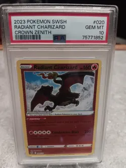 2023 Pokemon SWSH Radiant Charizard Crown Zenith #020 PSA Gem Mint 10 - Image 1
