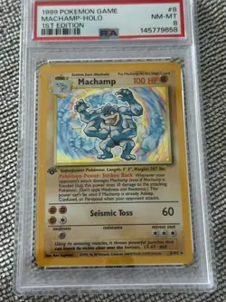 1999 POKEMON BASE SET 1ST EDITION #8 MACHAMP-HOLO PSA 8 NM-MT - Image 1