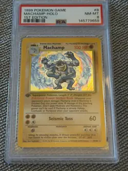 1999 POKEMON BASE SET 1ST EDITION #8 MACHAMP-HOLO PSA 8 NM-MT - Image 2