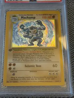 1999 POKEMON BASE SET 1ST EDITION #8 MACHAMP-HOLO PSA 8 NM-MT - Image 3