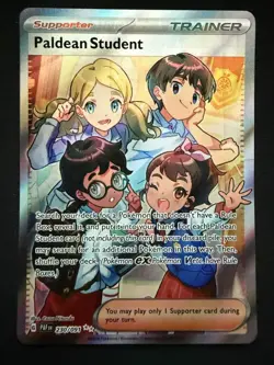 Paldean Student 230/091 Full Art Trainer Paldean Fates Pokemon TCG Holo NM - Image 1