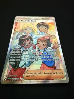 Paldean Student 230/091 Full Art Trainer Paldean Fates Pokemon TCG Holo NM - Image 3