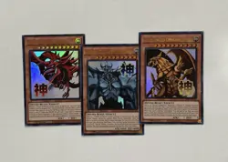 YUGIOH EGYPTIAN GOD SET SLIFER/OBELISK/RA STAMP ULTRA RARE RA05-EN128/129/130 - Image 1