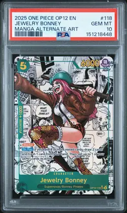 One Piece CCG Jewelry Bonney Manga Alternate Art OP12-118 PSA 10 Gem Mint - Image 1
