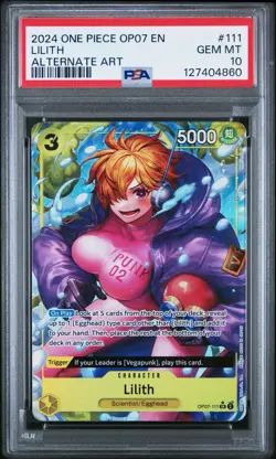 2024 One Piece English Lilith SR Alternate Art OP07-111 PSA 10 - Image 1