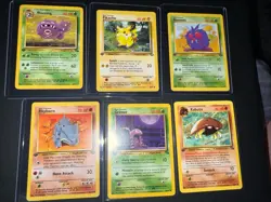 Pokemon 6 Card Lot 1999 First Edition Cards Pikachu, Weezing, Grimer, Venonat, - Image 1