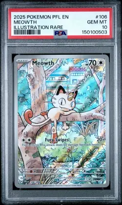 Meowth 106/094 Illustration Rare Phantasmal Flames Pokemon Card PSA 10 - Image 1