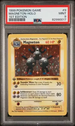 🧲 1999 Pokemon Base Set Magneton Holo – 1st Edition – PSA 9 MINT (#9/102) - Image 1