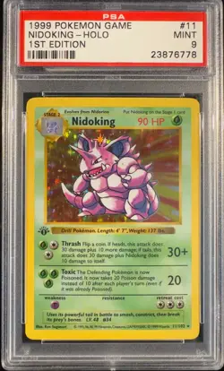 👑 1999 Pokemon Base Set Nidoking Holo – 1st Edition – PSA 9 MINT (#11/102) - Image 1