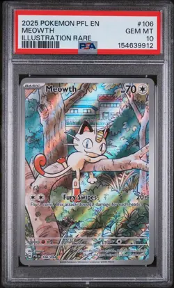Meowth Pokemon Pfl En-Phantasmal Flames 106 2025 PSA 10 - Image 1