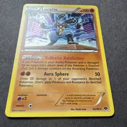 LUCARIO 64/99 Holo Rare Pokemon B&W Next Destinies TCG card LP - Image 2