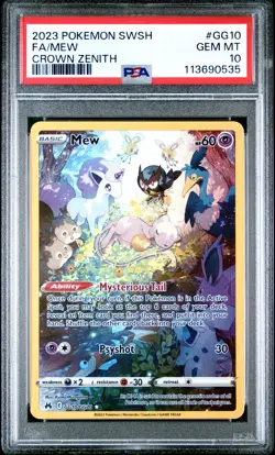 2023 Pokemon Sword & Shield Crown Zenith Mew Crown Zenith Fa PSA 10 #GG10 - Image 1
