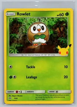 Rowlet 007/025 Promo McDonald's 25th Anniversary Promos Pokemon Holo Near Mint - Image 1