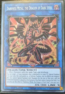 YuGiOh Darkness Metal, the Dragon of Dark Steel Secret Rare 1st Ed BLAR-EN047 NM - Image 1