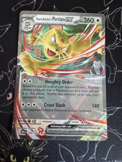 Team Rocket's Persian ex 150/182 Holo Pokemon Card Destined Rivals NEAR MINT - Image 1