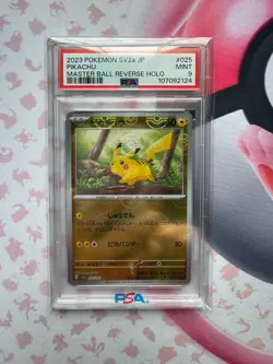 READ!! PSA 9 Pikachu Master Ball Reverse Holo 25 Japanese Pokemon Card 151 ERROR - Image 1