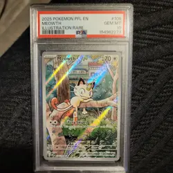 2025 POKEMON 106/094 MEOWTH PHANTASMAL FLAMES ILLUSTRATION RARE - PSA 10 - Image 1