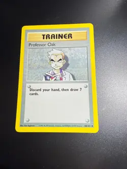 PROFESSOR OAK 88/102 UNCOMMON BASE SET UNLIMITED POKEMON HEAVILY PLAYED - Image 1