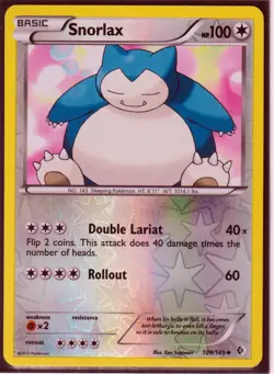 2012 POKEMON SNORLAX 109/149 B & W BOUNDARIES CROSSED REV HOLO NM/LP (Excellent) - Image 1