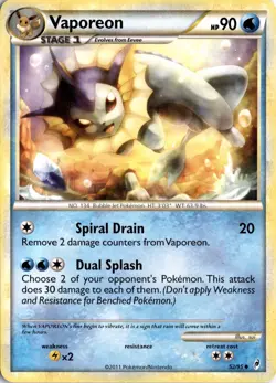 Vaporeon 52/95 Call of Legends Pokemon Card TCG - Image 1