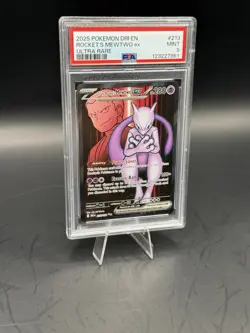 2025 Pokemon Destined Rivals Team Rockets Mewtwo Ex Ultra Rare 213/182 PSA 9 - Image 1