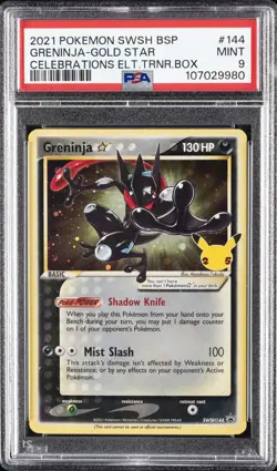 2021 POKEMON SWSH BLACK STAR PROMO #144 GRENINJA-GOLD STAR PSA 9 - Image 1