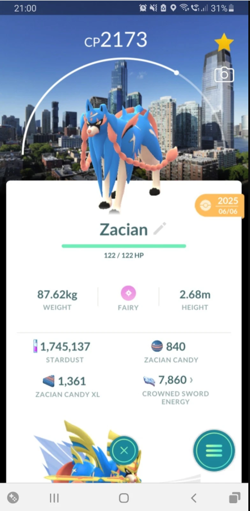🗡Non Shiny Zacian Swordform Paris Background Pokemon GO🗡 Registered Only - Image 1