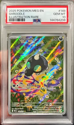 2025 Pokemon Mega Evolution Shroodle 149/132 Illustration Rare PSA 10 Gem Mint - Image 1