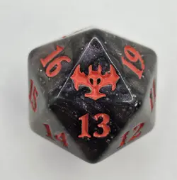 MTG Innistrad Dice Life Counter D20 Crimson Vow Black Purple Swirl Oversized Die - Image 1