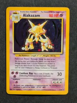 Alakazam 1/102 Holo Rare Holographic Pokemon Card Base Set TCG Near Mint - Image 1
