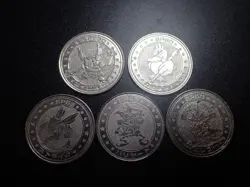 Pokemon Card Meiji Promo Metal Battle Coin x5 Pinsir Farfetch'd Mr.Mime etc#6317 - Image 1
