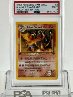 Pokemon PSA 9 1st Edition Blaine's Charizard 2/132 - Gym Challenge MINT - Image 1