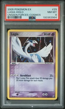 2005 Pokemon EX Unseen Forces Lugia Holo-Cosmos #29 PSA 8 NM-MT - Image 1