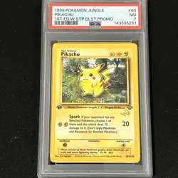 1999 Pokemon Jungle 1st Edition ED W Stamp Duelist Promo #60 Pikachu-PSA 7 NM - Image 1