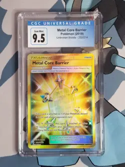 Pokemon Sun & Moon Unbroken Bonds Metal Core Barrier 232 Secret Rare CGC 9.5 Gem - Image 1
