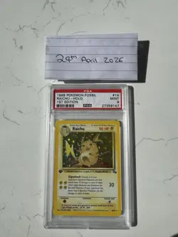1999 Pokemon Fossil Raichu Holo - 1st Edition PSA MINT 9 - Image 1