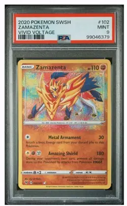 2020 Sword & Shield - Vivid Voltage Zamazenta Basic/Amazing Rare #102 PSA 9 Mint - Image 2