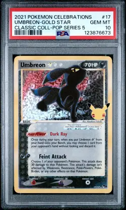 2021 POKEMON CELEBRATIONS CLASSIC COLL #17 UMBREON-GOLD STAR PSA 10 - Image 1