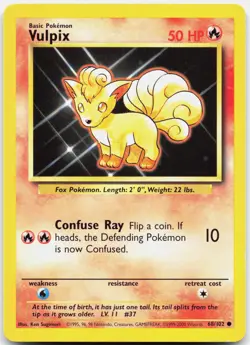 Pokemon VULPIX 68/102 Base Set Unlimited LP - Image 1